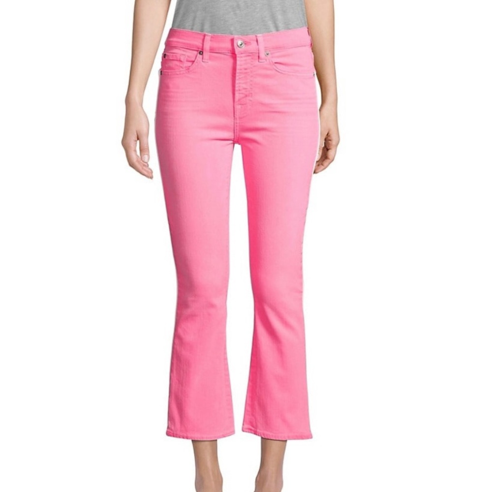 7 For All Mankind High Waist Slim Kick Cropped Flared Jeans